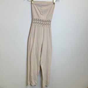 Chic Beige Jumpsuit with Lace Detail